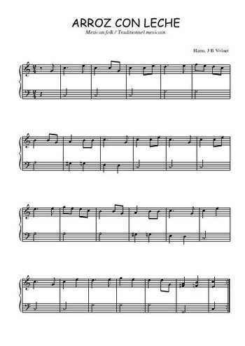 Téléchargez l'arrangement pour piano de la partition de Arroz con leche en PDF
